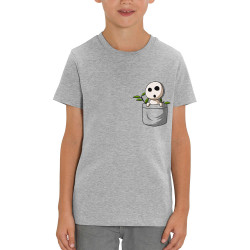 T-shirt enfant coton bio gris chiné Kondamas Pocket (Le Duc,Films/Séries,Manga Kawaï japan)