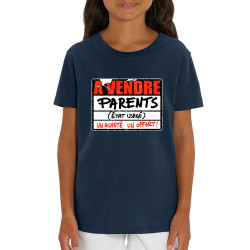 T-shirt enfant coton bio bleu marine A vendre parents (Gondrax,Humour)