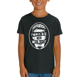 T-shirt enfant coton bio noir Anarchie en Macronie (Gondrax,Slogans engagés,Humour)