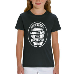 T-shirt enfant coton bio noir Anarchie en Macronie (Gondrax,Slogans engagés,Humour)