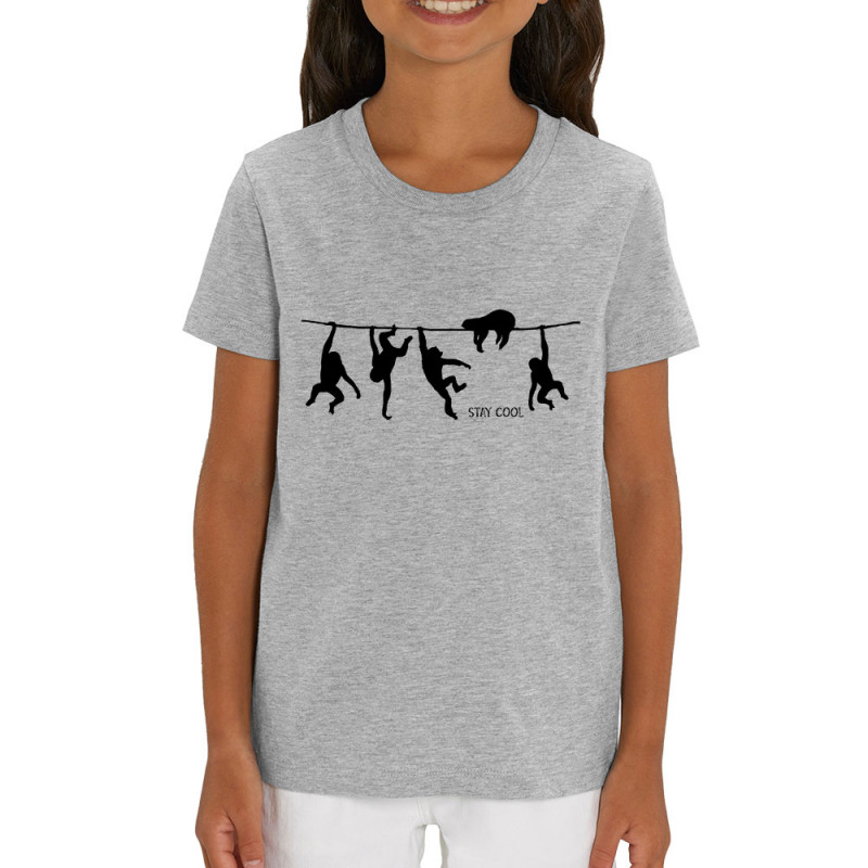 T-shirt enfant coton bio gris chiné Stay Cool (Gondrax,Animaux,Stay,Paresse)