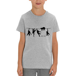 T-shirt enfant coton bio gris chiné Stay Cool (Gondrax,Animaux,Stay,Paresse)
