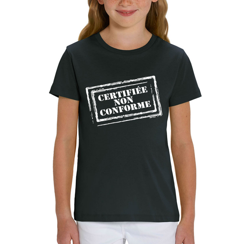 T-shirt enfant coton bio noir Certifiée non conforme (Gondrax,Slogans engagés)