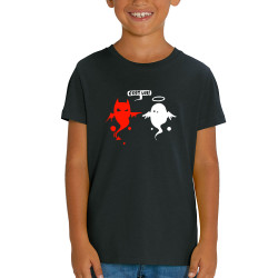 T-shirt enfant coton bio noir Ange et Démon (Fantine,Humour)