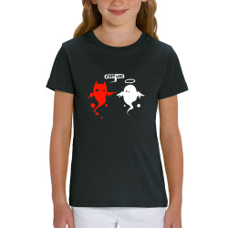 T-shirt enfant coton bio noir Ange et Démon (Fantine,Humour)