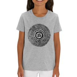 T-shirt enfant coton bio gris chiné Ohm Spiral (Ethnique,teufeur)