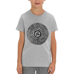 T-shirt enfant coton bio gris chiné Ohm Spiral (Ethnique,teufeur)