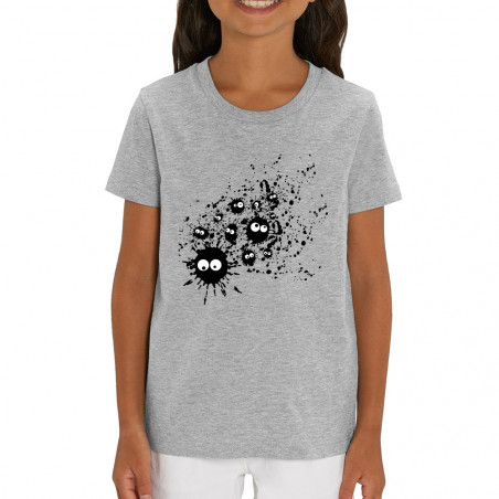 T-shirt enfant coton bio gris chiné Les Taches (Fourre-tout,Humour)