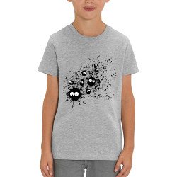 T-shirt enfant coton bio gris chiné Les Taches (Fourre-tout,Humour)