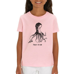 T-shirt enfant coton bio rose clair Poulpe Fiction (Gondrax,Les Bébêtes,Animaux,Films/Séries)