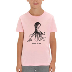 T-shirt enfant coton bio rose clair Poulpe Fiction (Gondrax,Les Bébêtes,Animaux,Films/Séries)