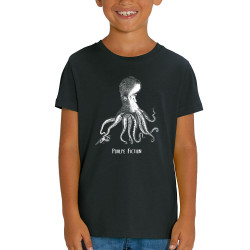 T-shirt enfant coton bio noir Poulpe Fiction (Gondrax,Les Bébêtes,Animaux,Films/Séries)