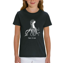 T-shirt enfant coton bio noir Poulpe Fiction (Gondrax,Les Bébêtes,Animaux,Films/Séries)