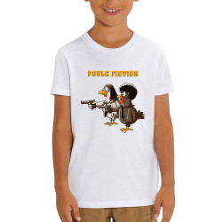 T-shirt enfant coton bio blanc Poule Fiction (Mr Mouton,Animaux,Films/Séries)
