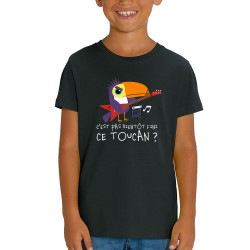 T-shirt enfant coton bio noir Fini ce toucan (Andy,Animaux,Humour)