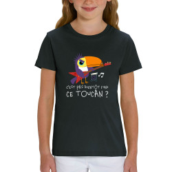 T-shirt enfant coton bio noir Fini ce toucan (Andy,Animaux,Humour)