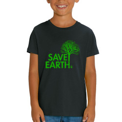 T-shirt enfant coton bio noir Save Earth (Ecologie)