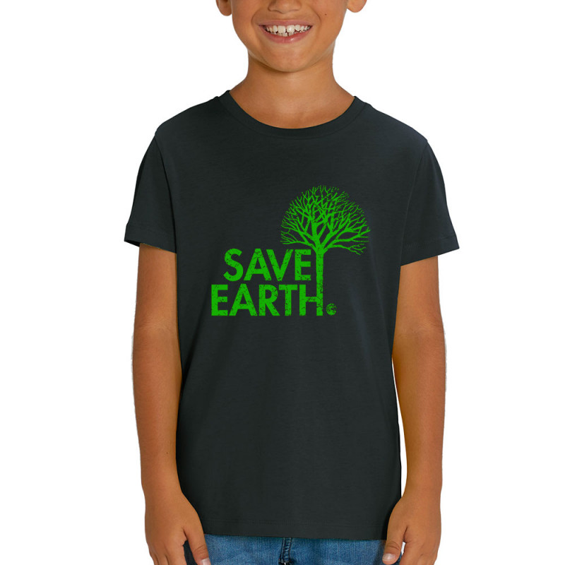 T-shirt enfant coton bio noir Save Earth (Ecologie)