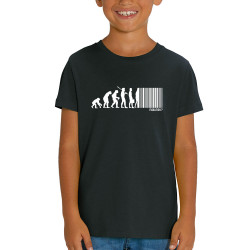 T-shirt enfant coton bio noir Evolution code barre (Gondrax,Slogans engagés,Evolution)
