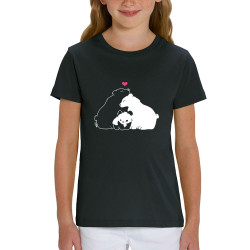 T-shirt enfant coton bio noir Panda Family (Fantine,Animaux)