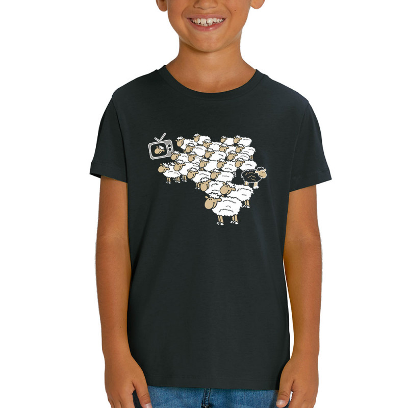 T-shirt enfant coton bio noir Moutons (Gondrax,Humour,Slogans engagés,Animaux)