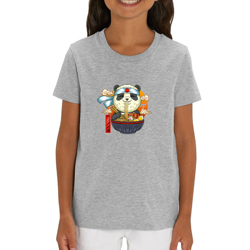 T-shirt enfant coton bio gris chiné Asian Food Panda (Animaux,Manga Kawaï japan)