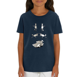 T-shirt enfant coton bio bleu marine 2cv Fusion (Mr Mouton,Animaux,Humour)