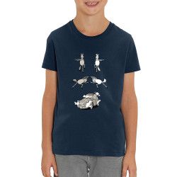 T-shirt enfant coton bio bleu marine 2cv Fusion (Mr Mouton,Animaux,Humour)