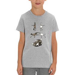 T-shirt enfant coton bio gris chiné 2cv Fusion (Mr Mouton,Animaux,Humour)