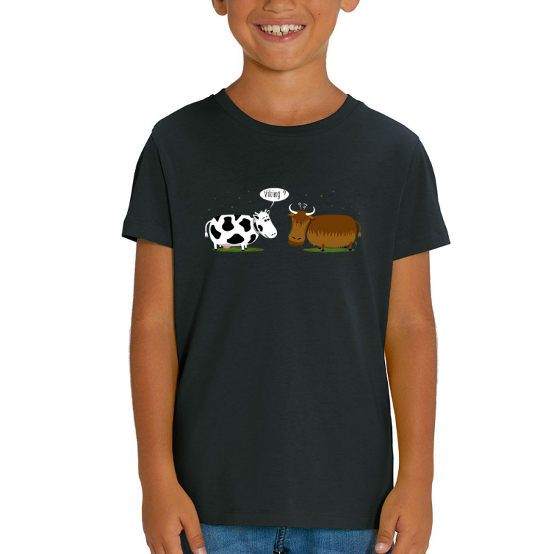T-shirt enfant coton bio noir Viking (Gondrax,Animaux,Humour)