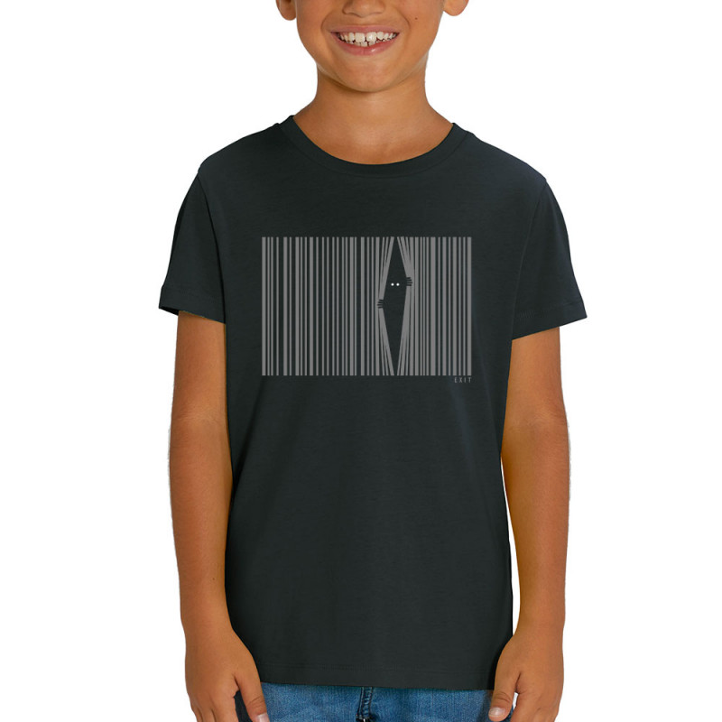 T-shirt enfant coton bio noir Exit (Gondrax,Slogans engagés)