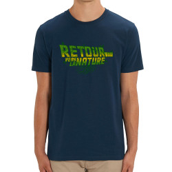 T-shirt homme coton bio bleu marine Retour vers la nature (Gondrax,Ecologie,Films/Séries,Détournements)