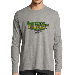 T-shirt homme manches longues gris chiné Retour vers la nature (Gondrax,Ecologie,Films/Séries,Détournements)