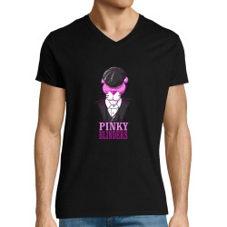T-shirt homme col V noir Pinky Blinders (Mr Mouton,Animaux,Films/Séries)