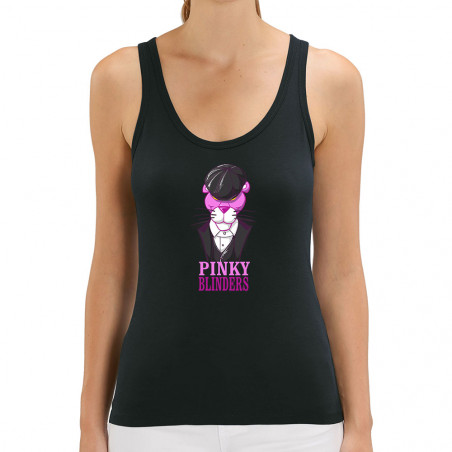 Débardeur femme coton bio noir Pinky Blinders (Mr Mouton,Animaux,Films/Séries)