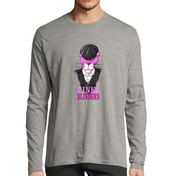 T-shirt homme manches longues gris chiné Pinky Blinders (Mr Mouton,Animaux,Films/Séries)