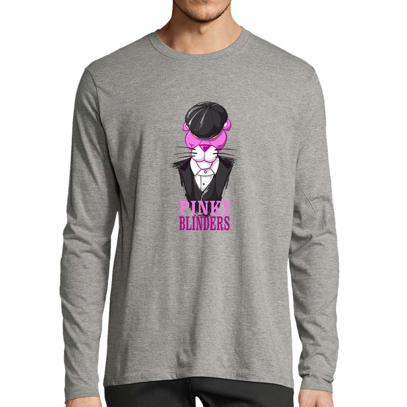 T-shirt homme manches longues gris chiné Pinky Blinders (Mr Mouton,Animaux,Films/Séries)