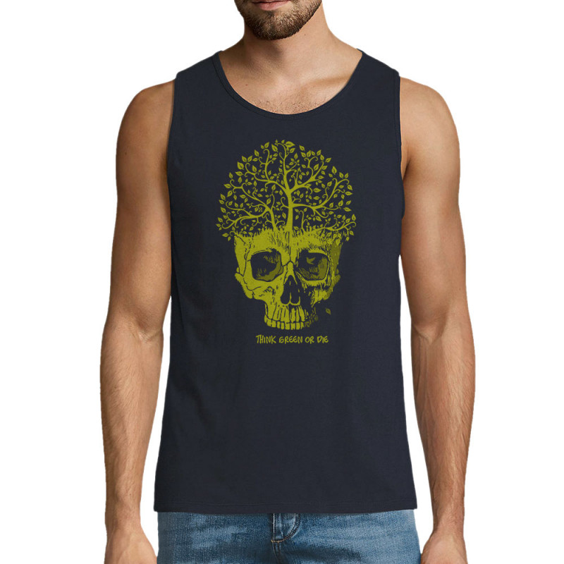 Débardeur homme bleu marine Think green or die (Gondrax,Ecologie,Têtes de morts)