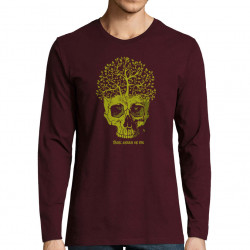 T-shirt homme manches longues bordeaux Think green or die (Gondrax,Ecologie,Têtes de morts)