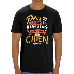 T-shirt homme coton bio noir Mon chien (Le Duc,Animaux,Slogans Débiles)