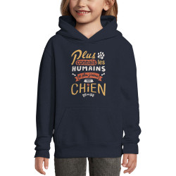Sweat enfant à capuche bleu marine Mon chien (Le Duc,Animaux,Slogans Débiles)