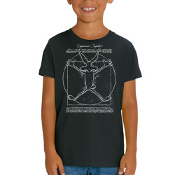 T-shirt enfant coton bio noir Coyote Vitruve (Le Duc,Animaux,Films/Séries,Homme de Vitruve)
