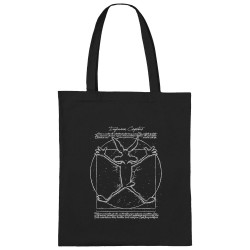 Sac shopping en toile noir Coyote Vitruve (Le Duc,Animaux,Films/Séries,Homme de Vitruve)