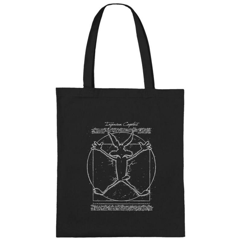 Sac shopping en toile noir Coyote Vitruve (Le Duc,Animaux,Films/Séries,Homme de Vitruve)