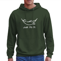 Sweat homme à capuche vert foncé Just Do It Hamac (Gondrax,Humour,Paresse)