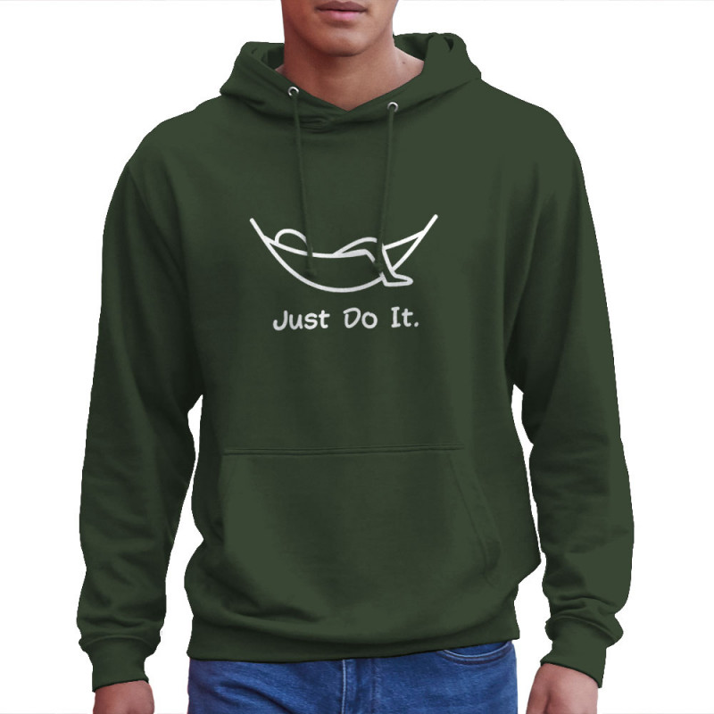 Sweat homme à capuche vert foncé Just Do It Hamac (Gondrax,Humour,Paresse)