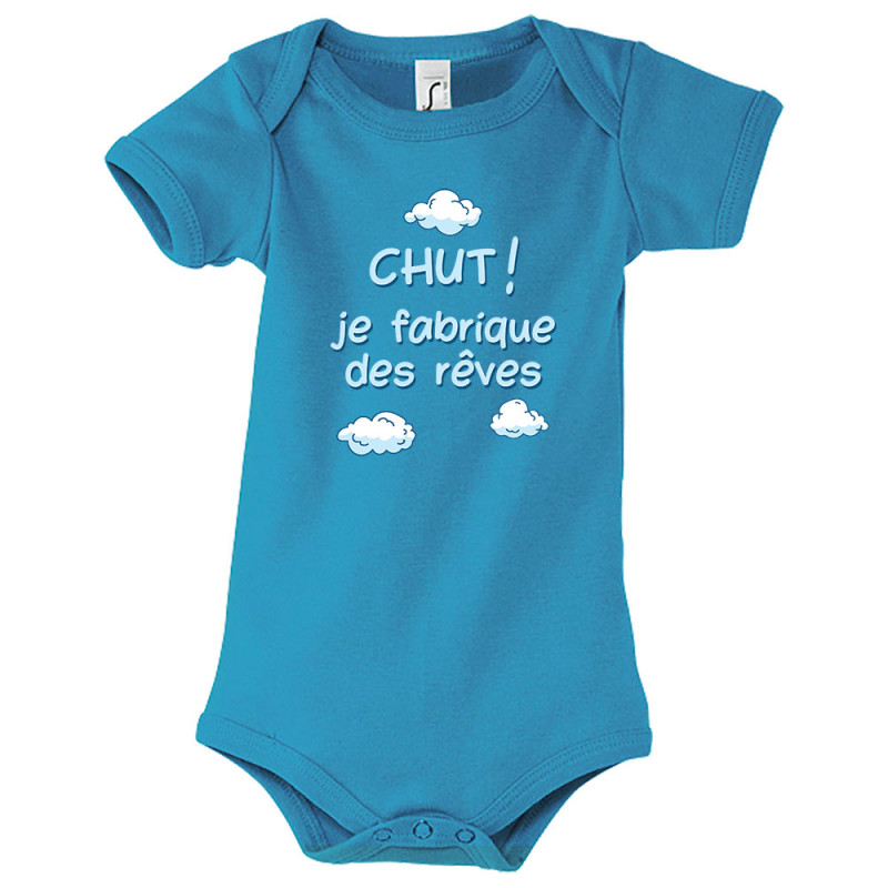 Body bébé bleu azur Je fabrique des rêves (Gondrax,Humour,Bébés,Paresse)