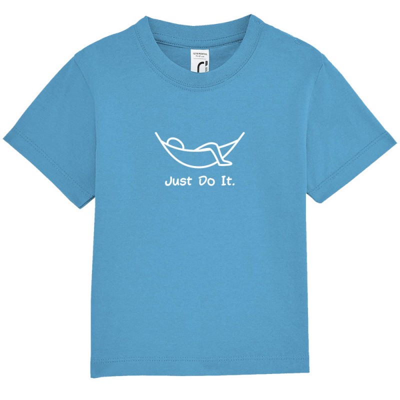 T-shirt bébé bleu azur Just Do It Hamac (Gondrax,Humour,Paresse)