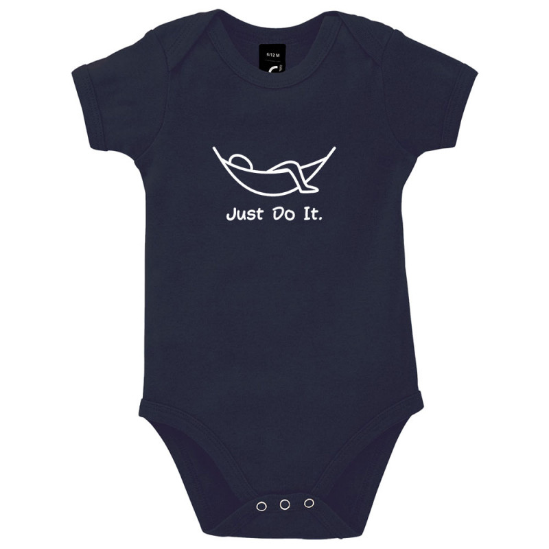 Body bébé bleu marine Just Do It Hamac (Gondrax,Humour,Paresse)