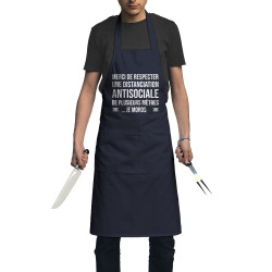 Tablier unisexe bleu marine Distanciation Antisociale (Gondrax,Slogans Débiles,Humour)